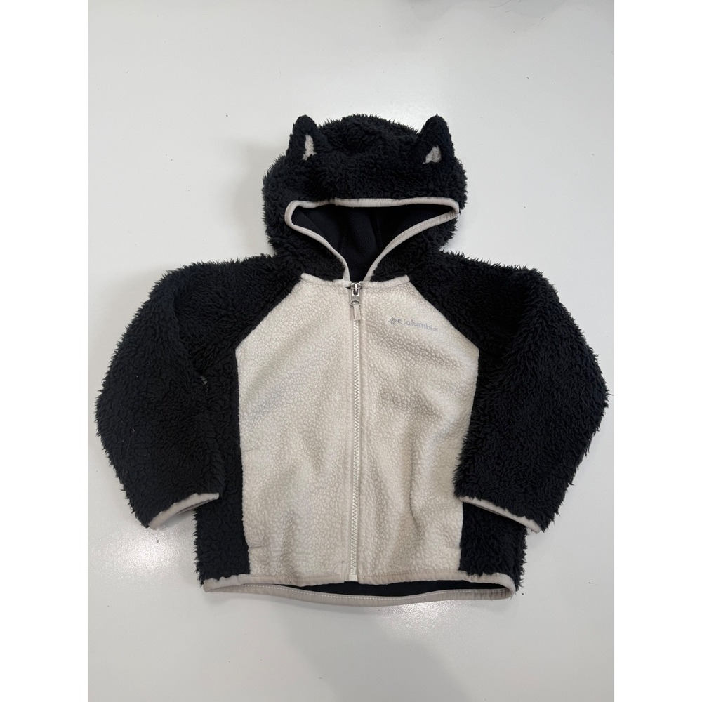 Columbia Toddler 3T Panda Sherpa Fleece Full Zip Hoodie Black White Animal Ears